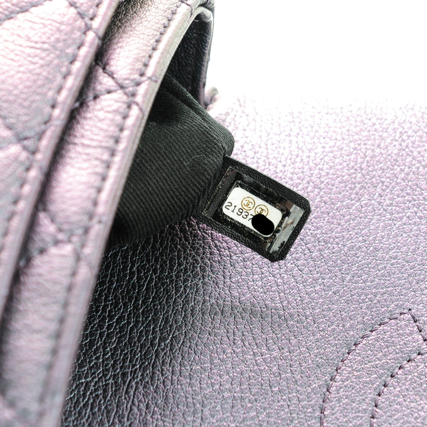 Iridescent Goatskin Quilted Small Double Carry Waist Chain Flap Purple