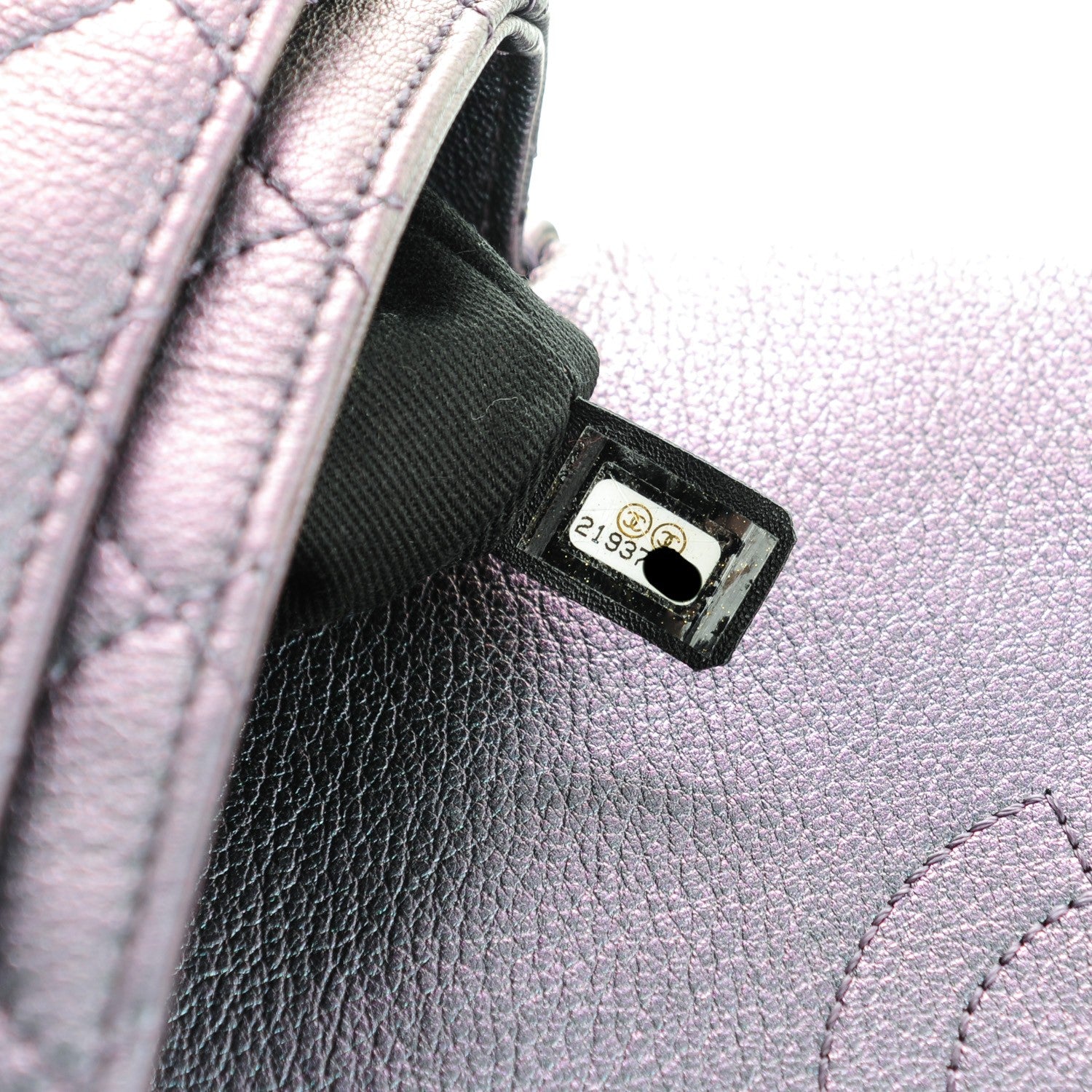 Chanel Iridescent Goatskin Quilted Small Double Carry Waist Chain Flap Purple 8 of 8