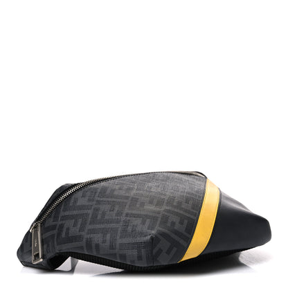 Fendi Glazed Fabric Vitello Liberty Century Logo FF 1974 Diagonal Belt Bag Black Sunflower 3 of 9