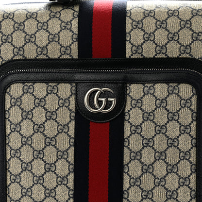 Gucci GG Supreme Monogram Textured Dollar Calfskin Web Small Savoy Cabin Trolley Beige Blue 6 of 12