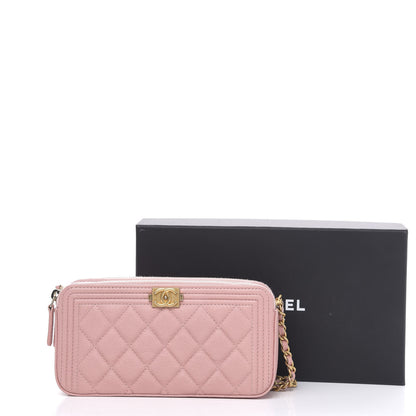 Chanel Caviar Quilted Small Boy Clutch With Chain Pink 12 of 12