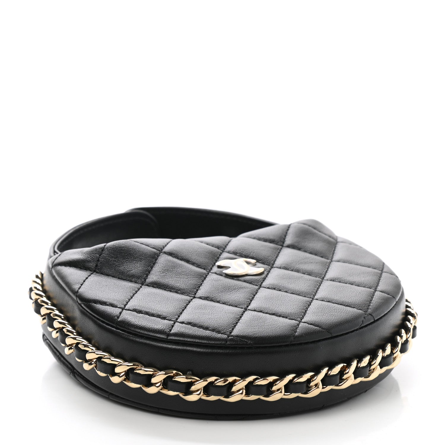 Chanel Lambskin Quilted Chain Around Pouch Hobo Black 4 of 7