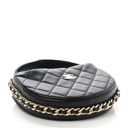 Chanel Lambskin Quilted Chain Around Pouch Hobo Black 4 of 7