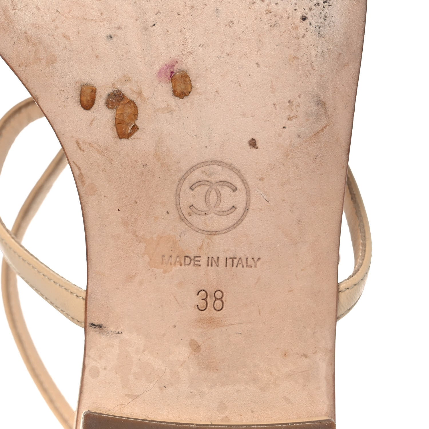 Chanel Lambskin Quilted Pearl CC Thong Sandals 38 Beige 6 of 8