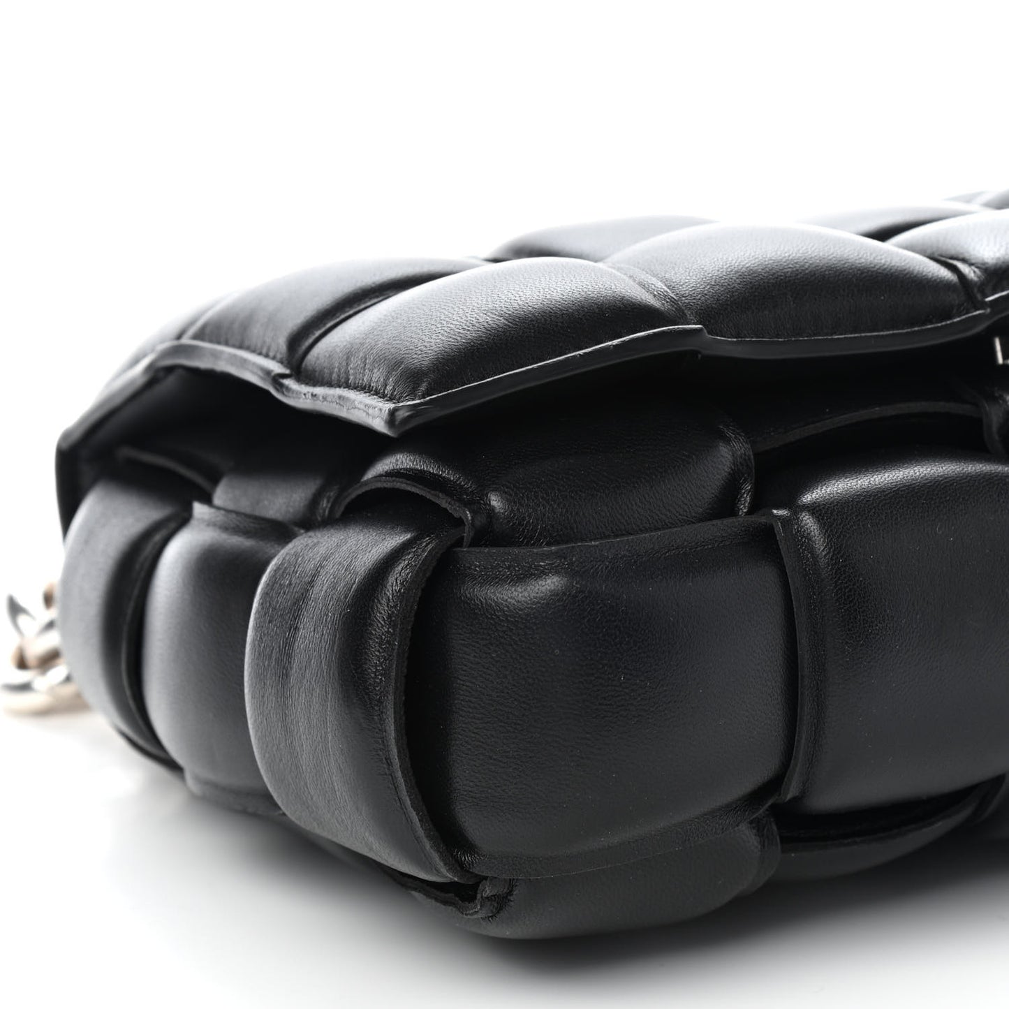 Lambskin Maxi Intreccio Padded Chain Cassette Crossbody Bag Black