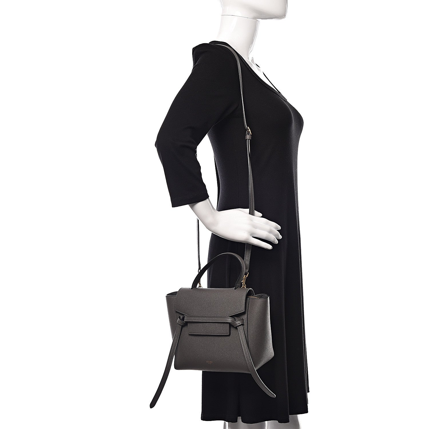 Celine Grained Calfskin Nano Belt Bag Grey 2 of 9