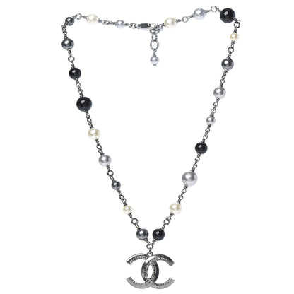 Chanel Beaded CC Short Necklace Ruthenium Black 3 of 6