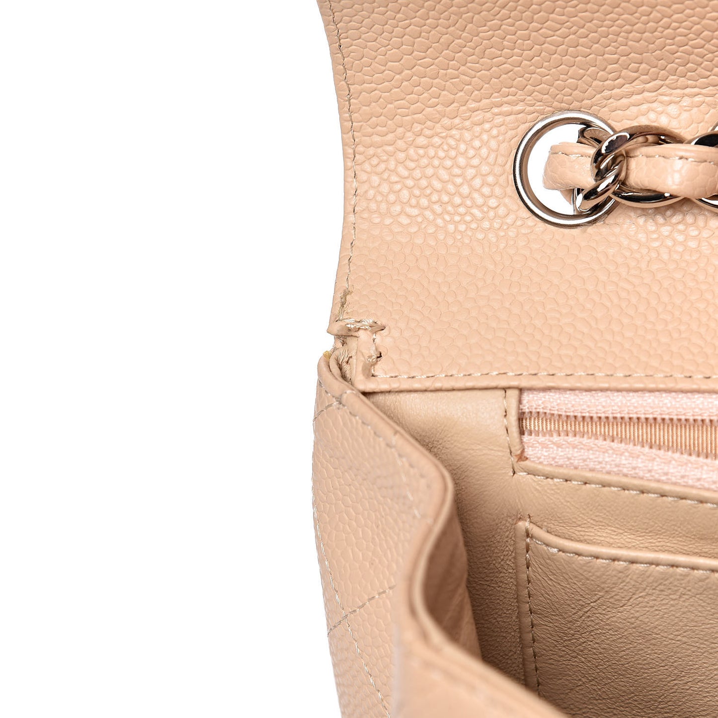 Caviar Quilted Jumbo Single Flap Beige Clair