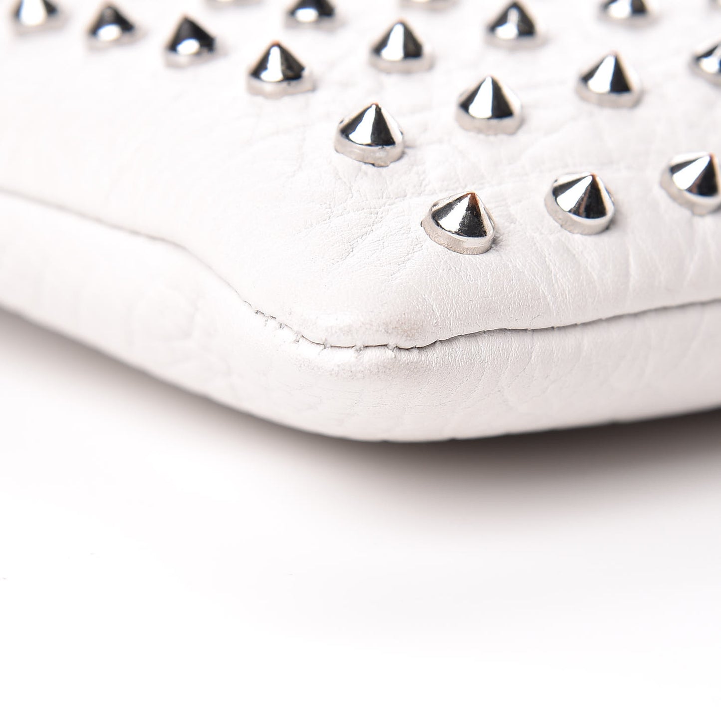 Calfskin Studded Medium Crossbody White