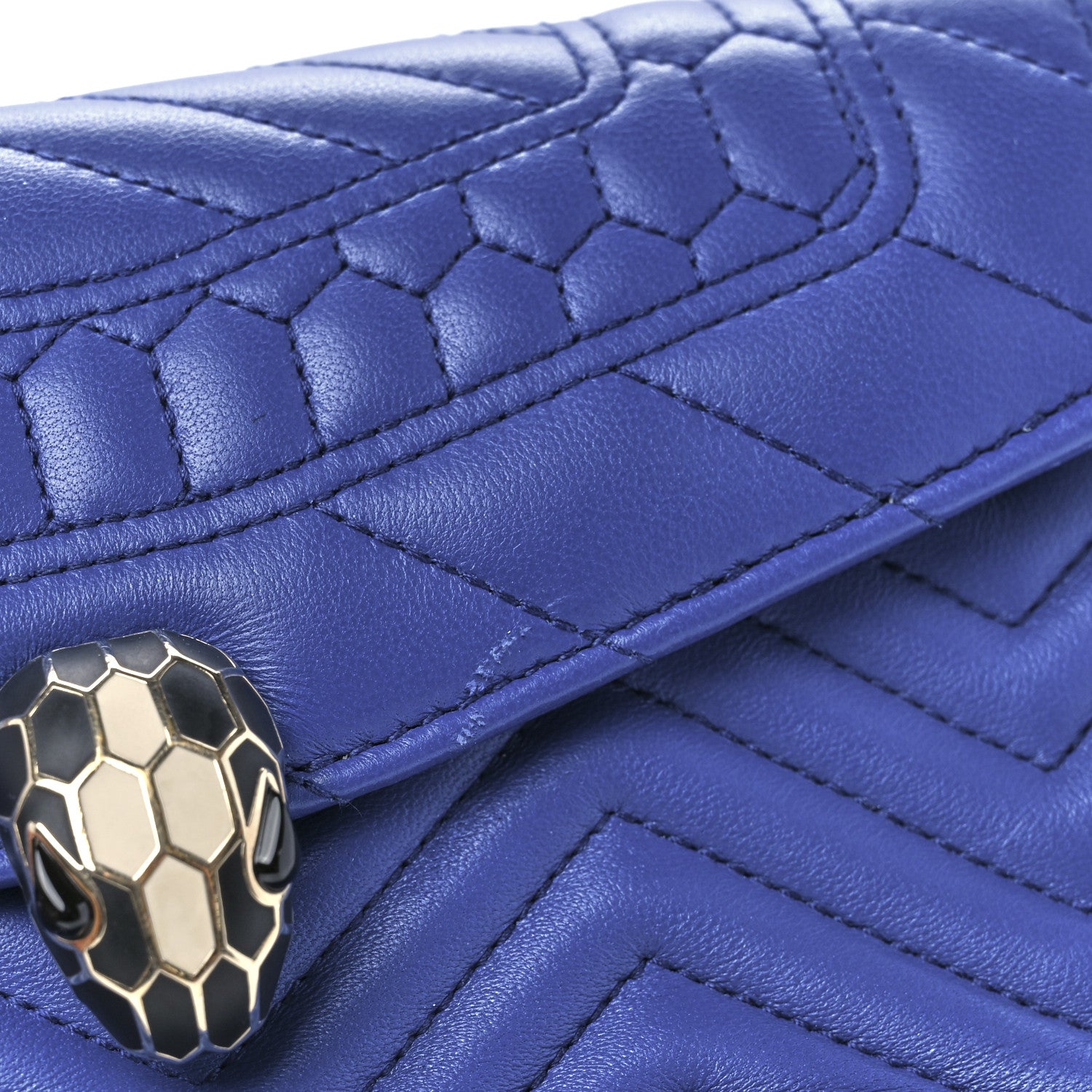 Bulgari Calfskin Quilted Serpenti Forever Belt Bag Blue 15 of 15