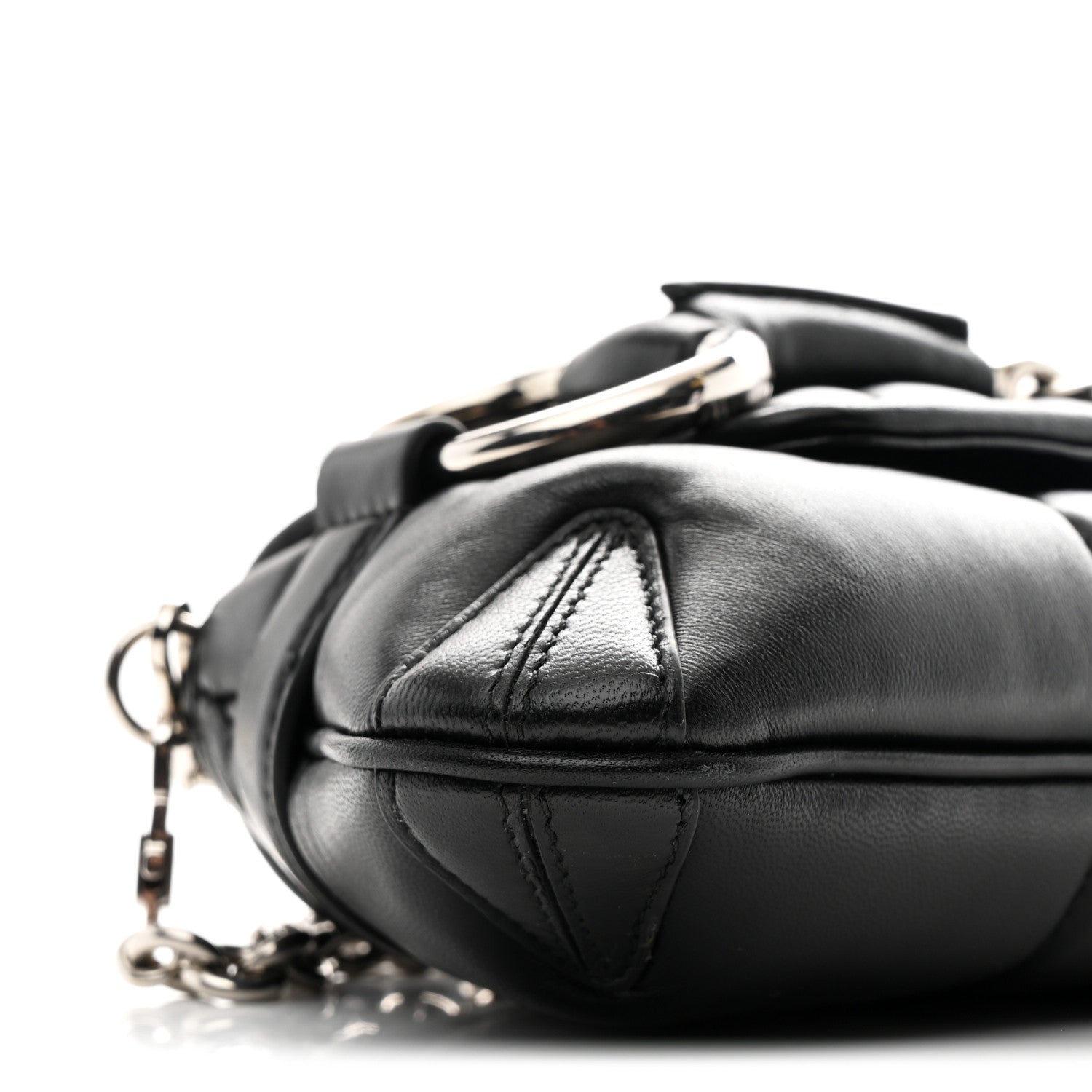 Gucci Nappa Vertical Matelasse Small Maxi Horsebit Chain Shoulder Bag Black 16 of 19