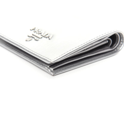 Prada Metallic Vitello Move Bi-Fold Wallet Cromo 8 of 8
