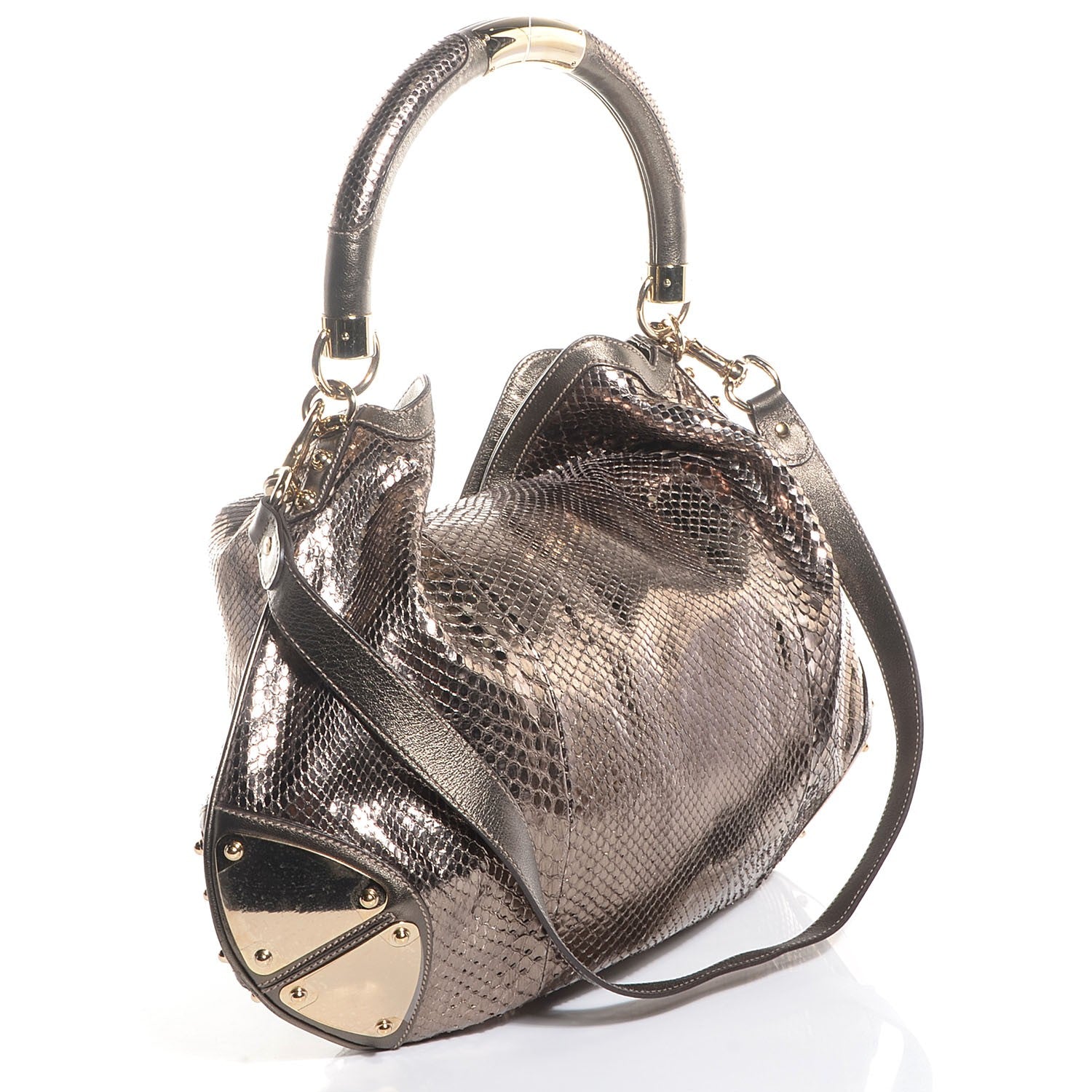Gucci Python Large Indy Top Handle Hobo Metallic 3 of 6