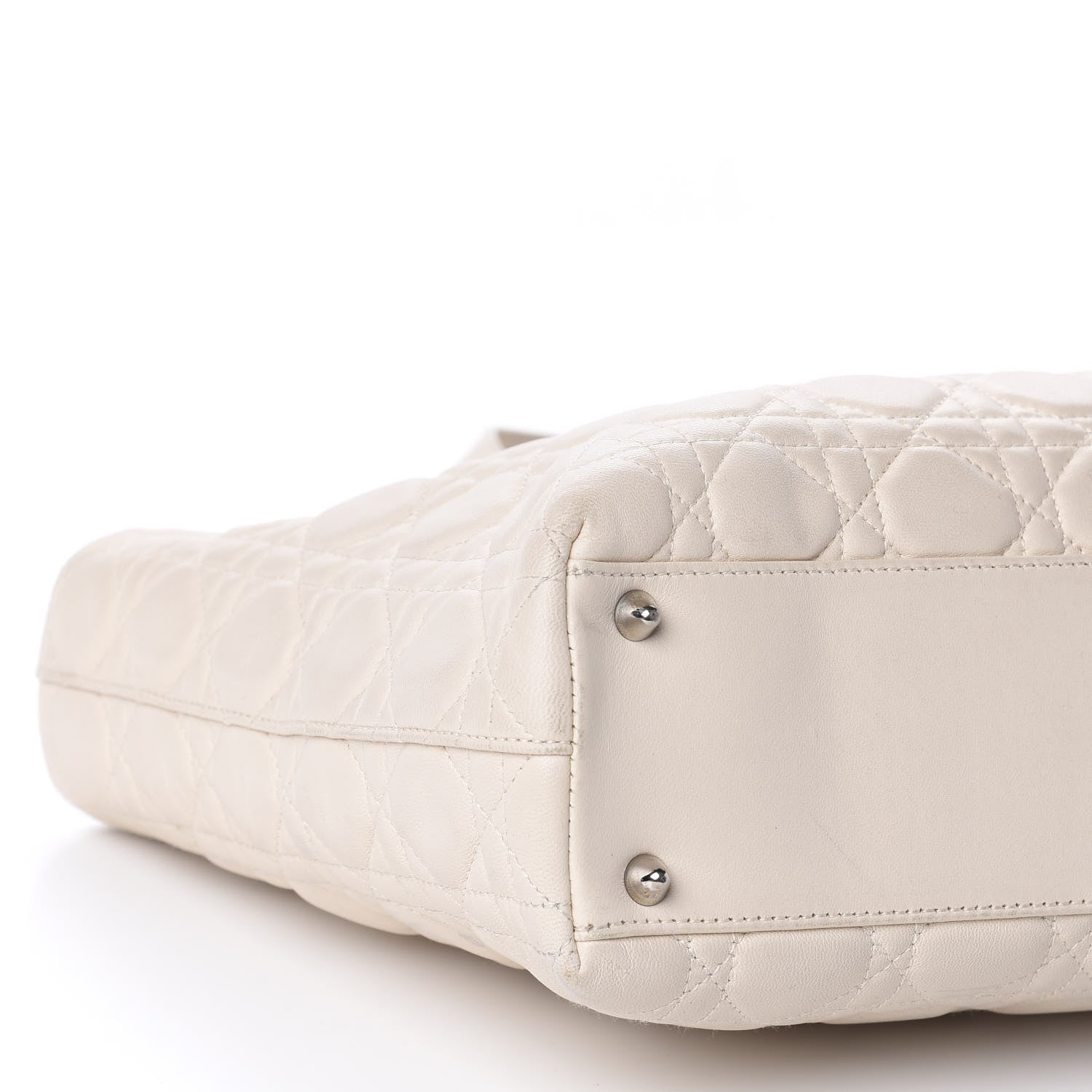 Christian Dior Lambskin Cannage Large Lady Dior Shopper Tote White 6 of 13