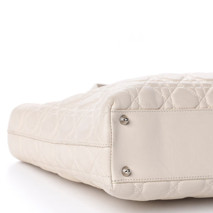 Christian Dior Lambskin Cannage Large Lady Dior Shopper Tote White 6 of 13
