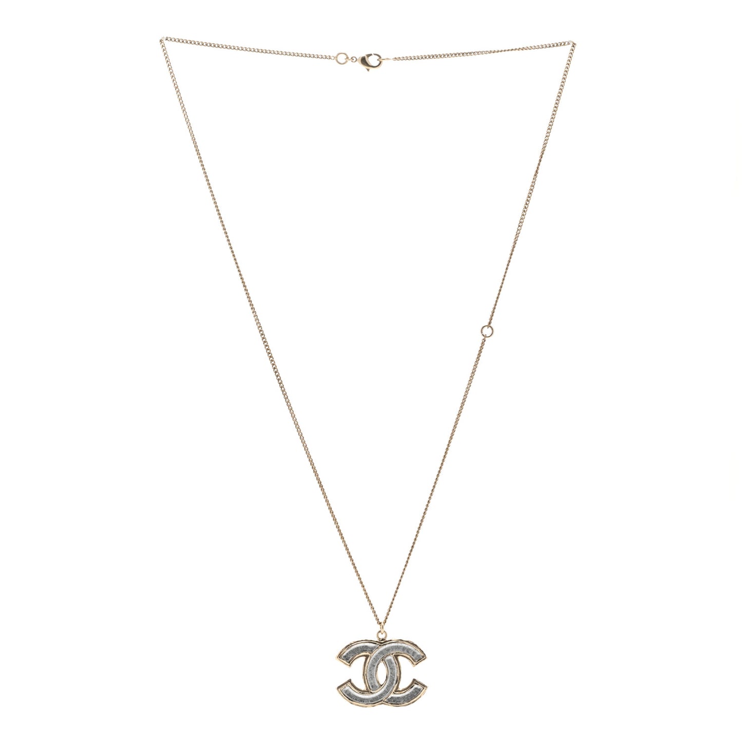 Enamel CC Pendant Necklace Gold Silver