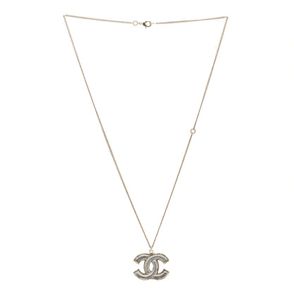 Chanel Enamel CC Pendant Necklace Gold Silver 3 of 6
