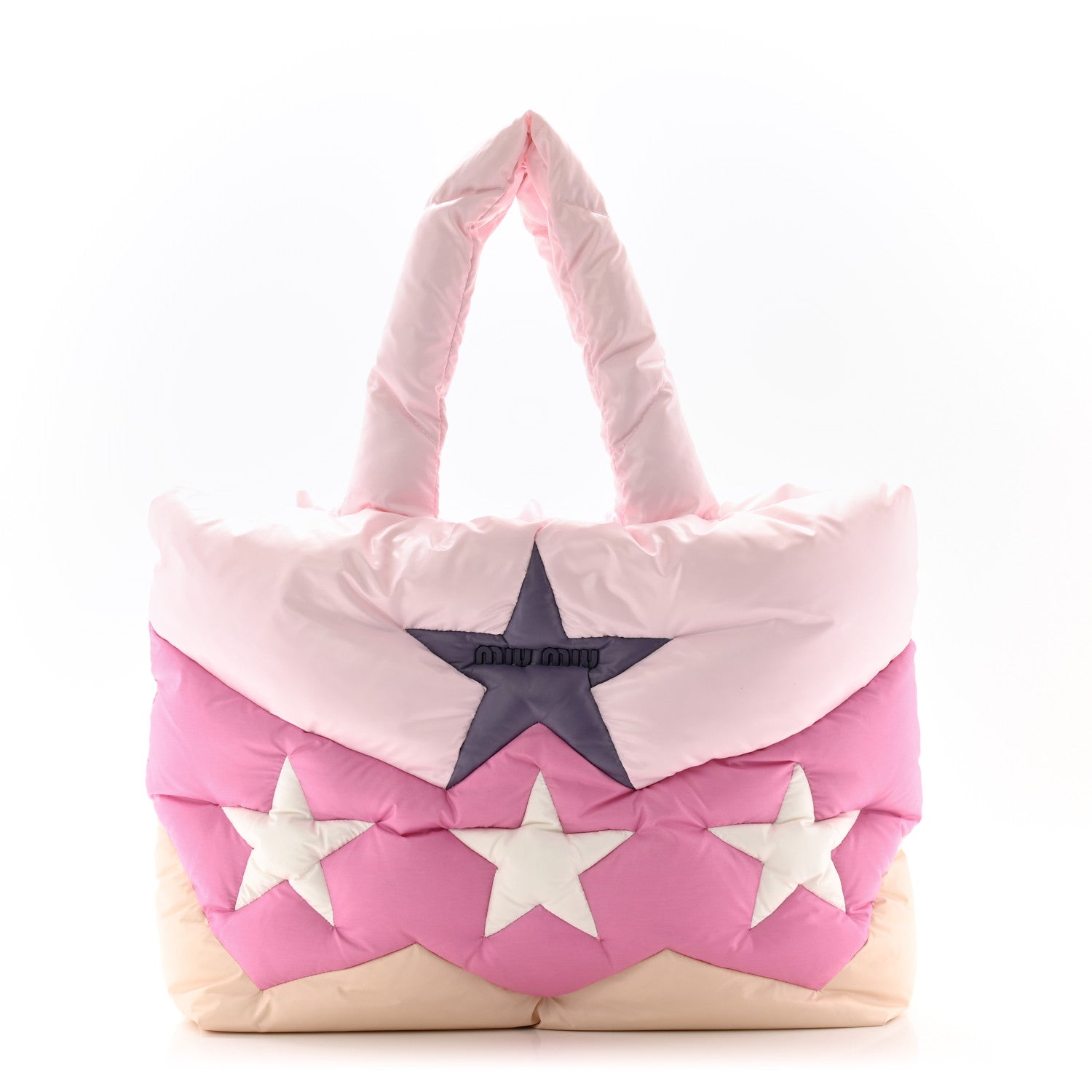 Miu Miu Padded Nylon Quilted Tote Alabaster Primrose 1 of 11