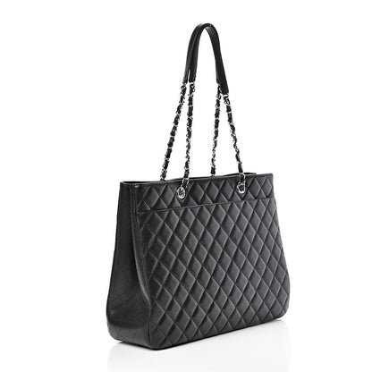Chanel Calfskin Quilted Large CC Shopping Tote Black 2 of 9