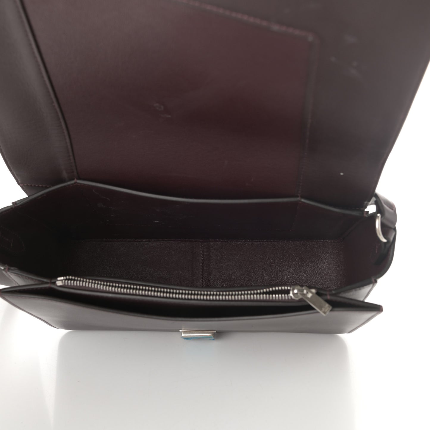 Shiny Smooth Calfskin Medium Frame Shoulder Bag Burgundy Pearl Blue