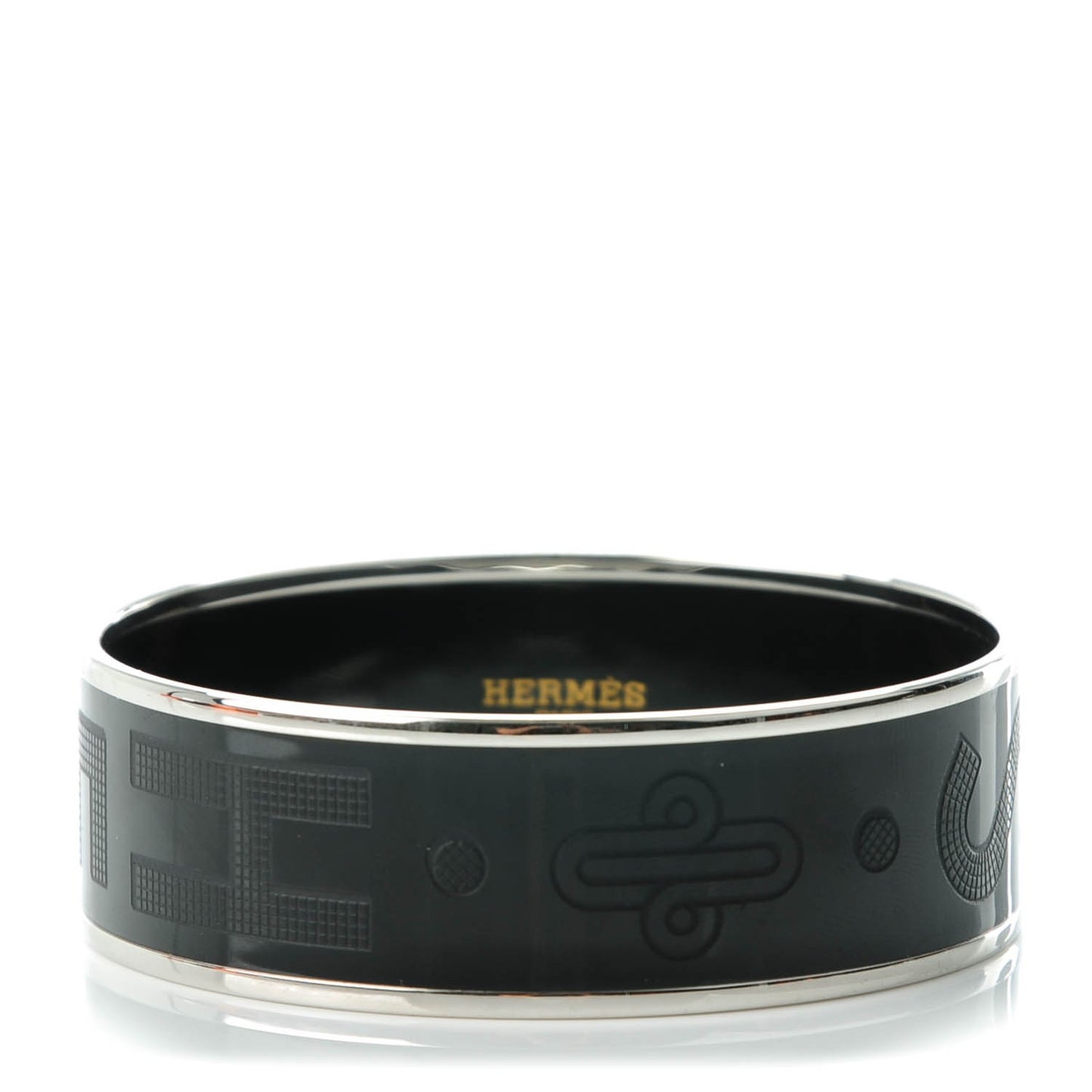 Enamel Wide Printed Sellier Bracelet 65 Black