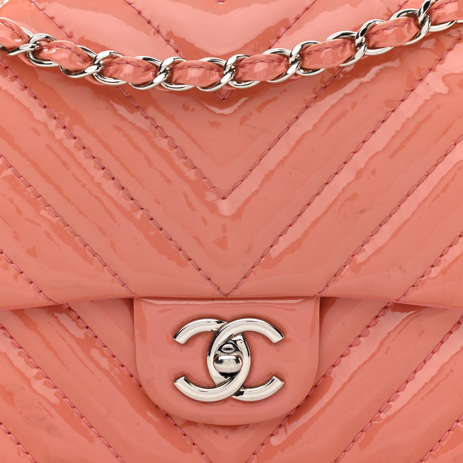 Chanel Patent Chevron Quilted Medium Single Flap Pink 8 of 15