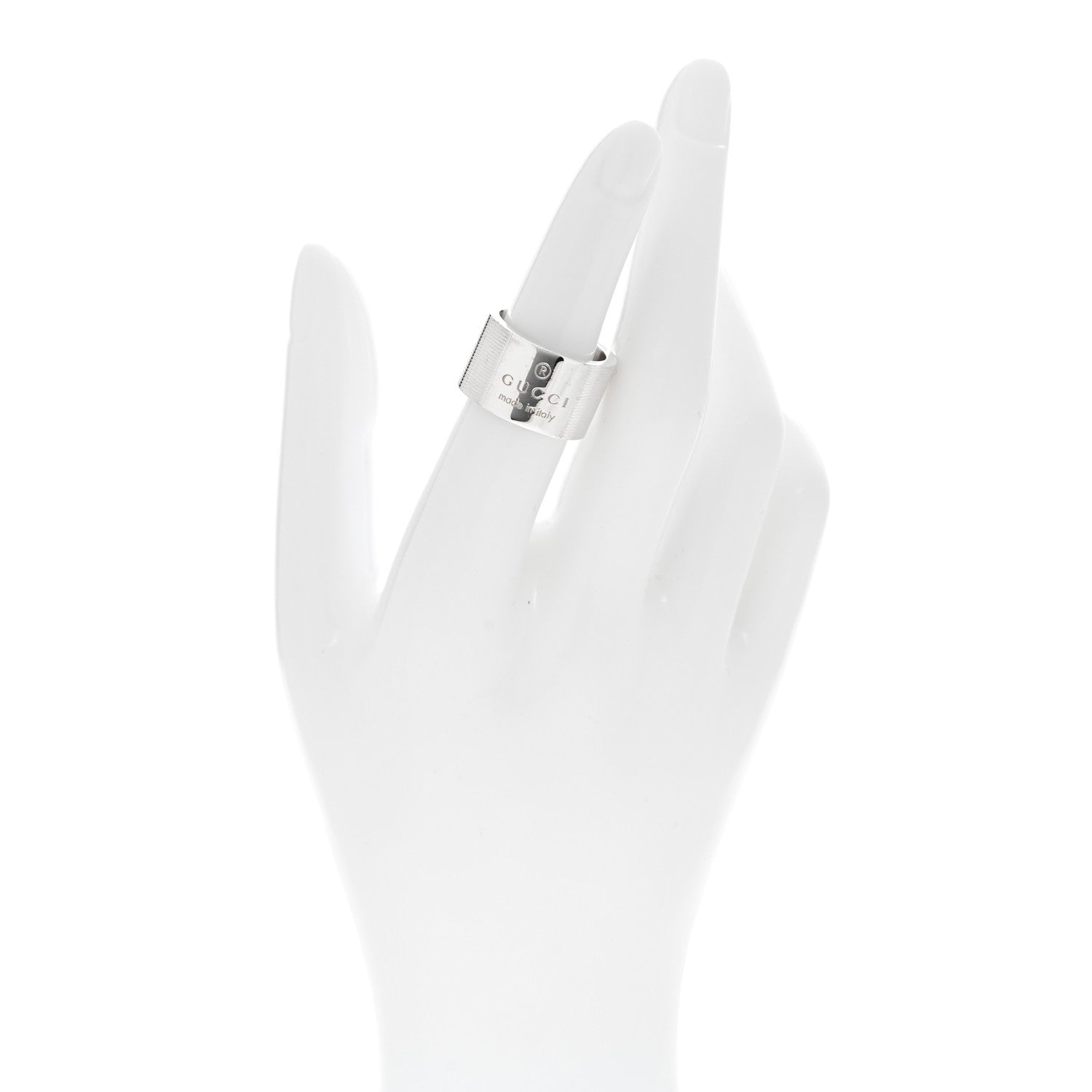 Gucci Sterling Silver 12mm Trademark Wide Band Ring 52 6 2 of 4