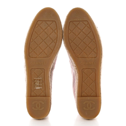 Chanel Laminated Lambskin Grosgrain Embroidered CC Espadrilles 40 Pink Silver Black 5 of 13