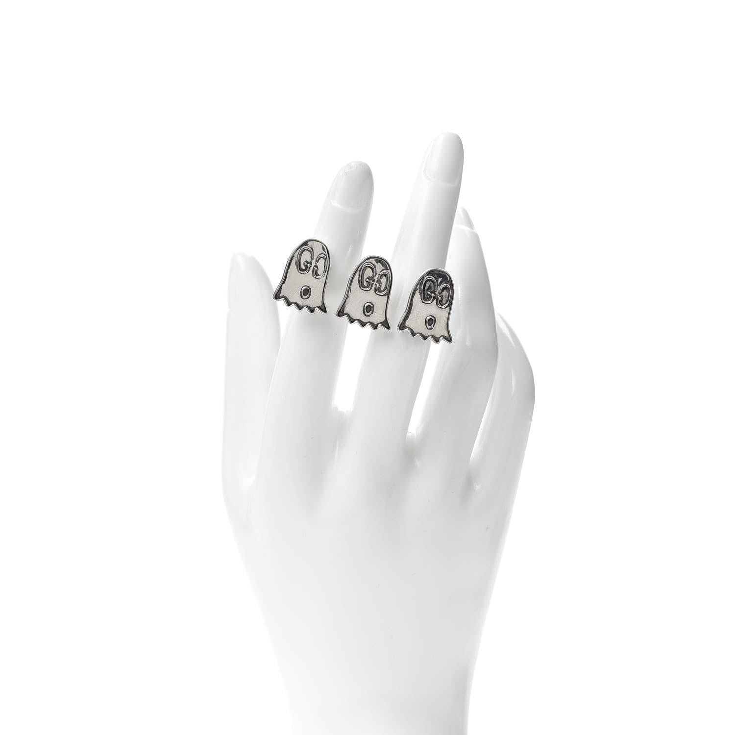 Gucci Sterling Silver GucciGhost Double Finger Ring 52 6 2 of 7