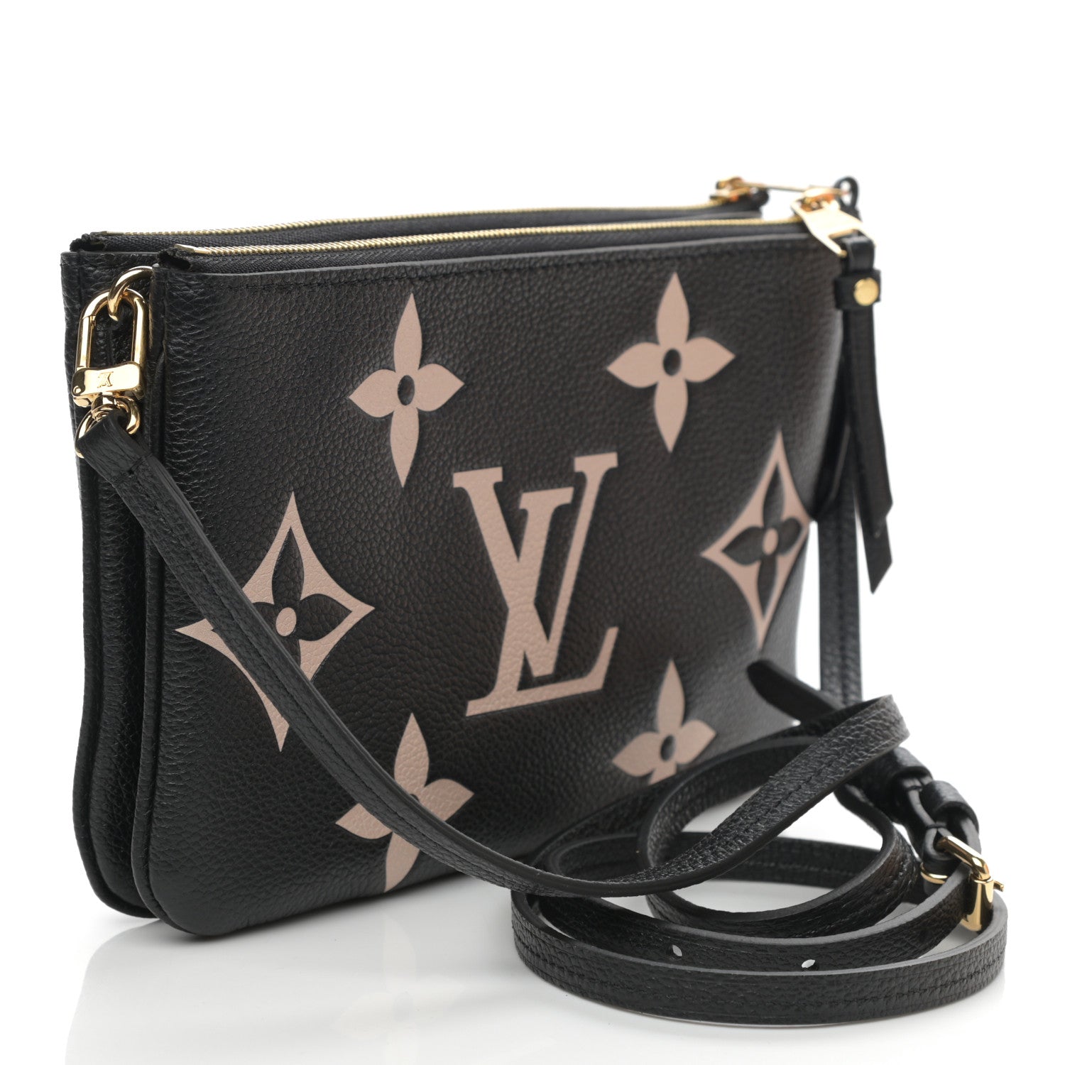 Louis Vuitton Empreinte Monogram Giant Double Zip Pochette Black Cream 3 of 9