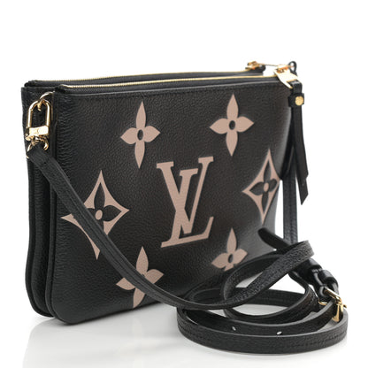 Louis Vuitton Empreinte Monogram Giant Double Zip Pochette Black Cream 3 of 9