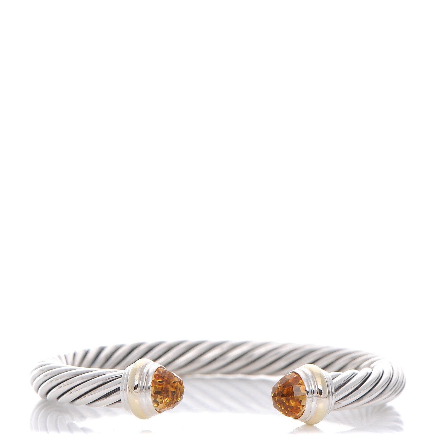 David Yurman Sterling Silver 14K Yellow Gold Citrine 7mm Cable Classics Bracelet 1 of 4