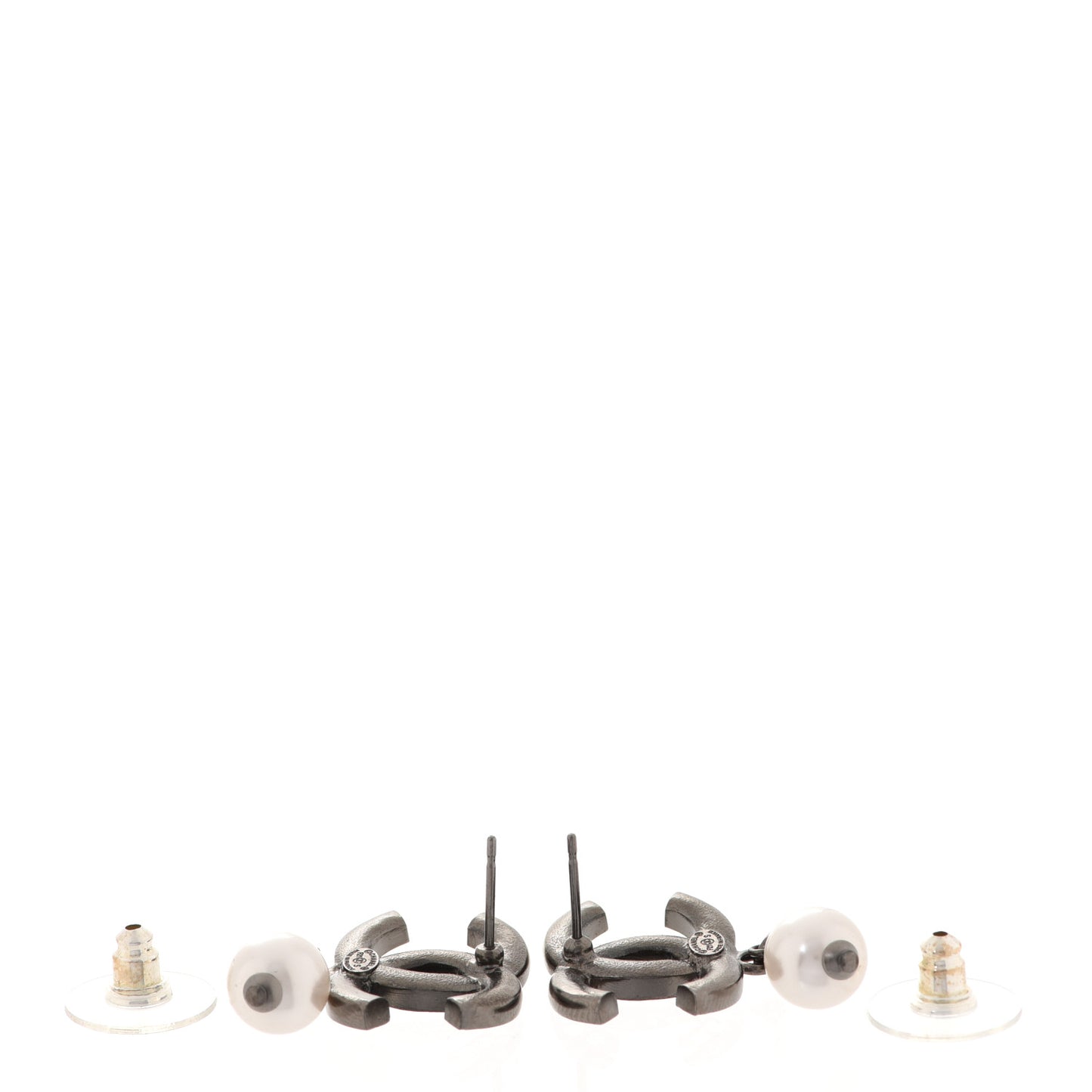 Ruthenium Crystal Pearl CC Drop Earrings