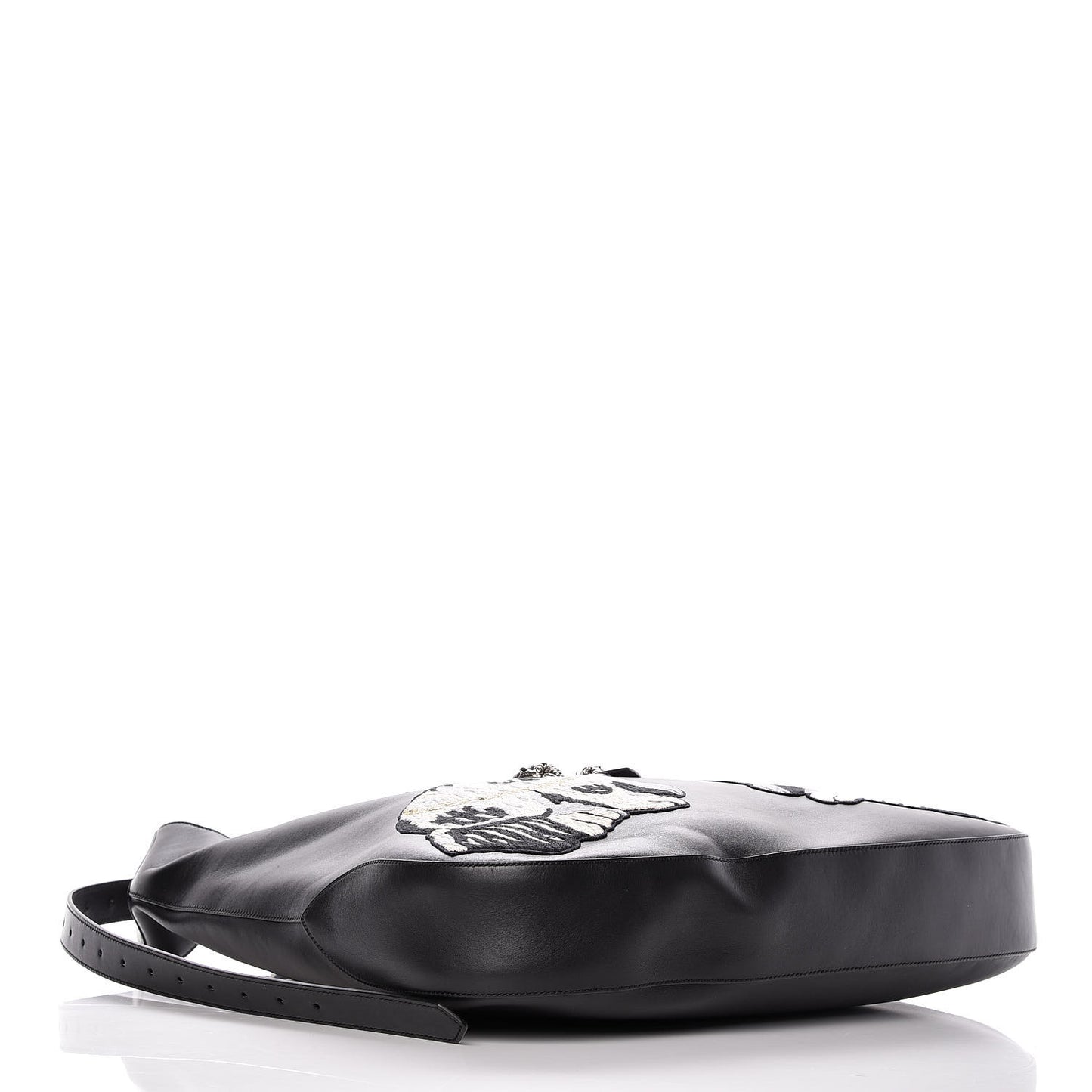 Calfskin Dog Embroidered Extra Large Dionysus Hobo Black