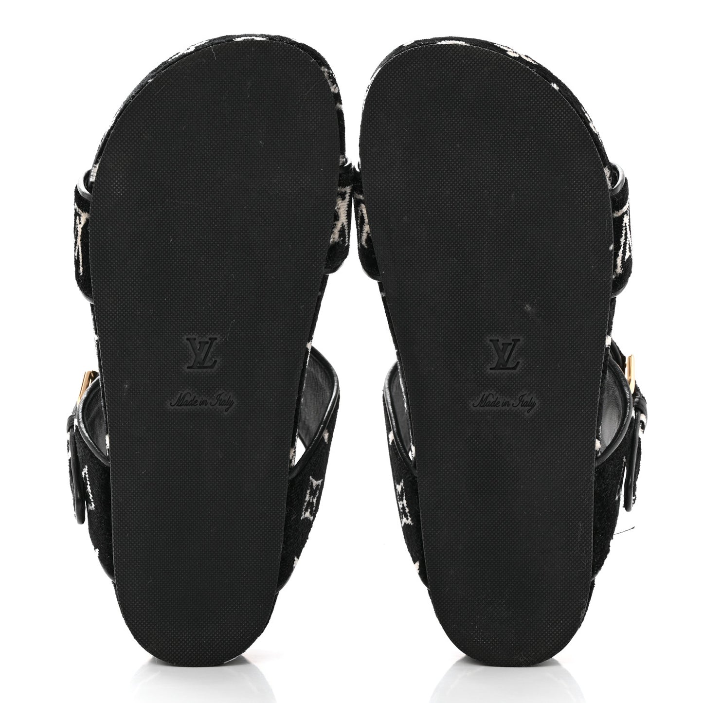 Velvet Monogram Jumbo Flatform Mule Sandals 36.5 Black White