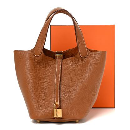 Hermes Taurillon Clemence Picotin Lock 18 PM Gold 9 of 9