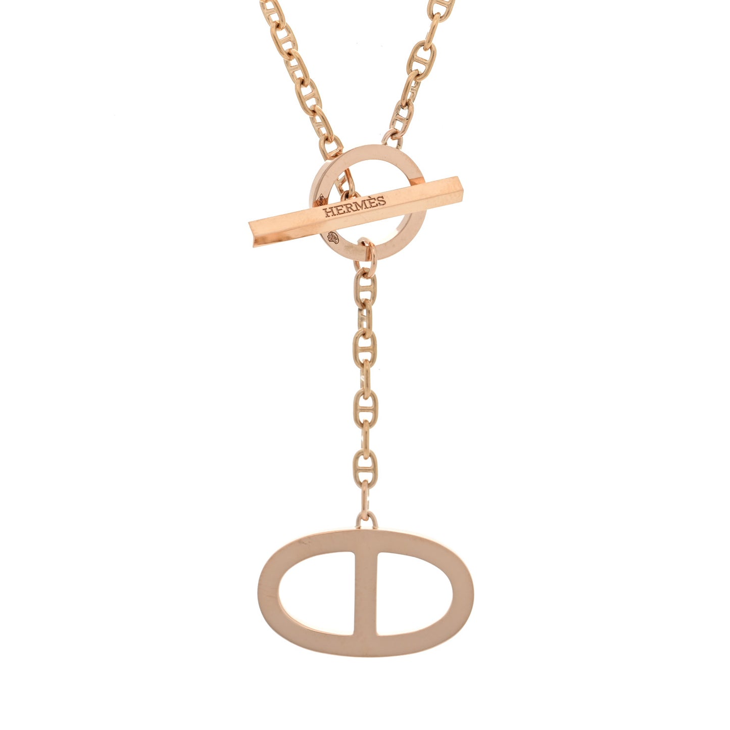 18K Rose Gold Diamond GM Chaine D'Ancre Contour Pendant Necklace ST