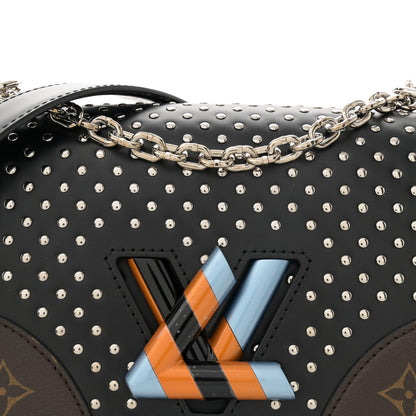 Louis Vuitton Calfskin Monogram Twist Studded Shoulder Bag MM Black 8 of 11