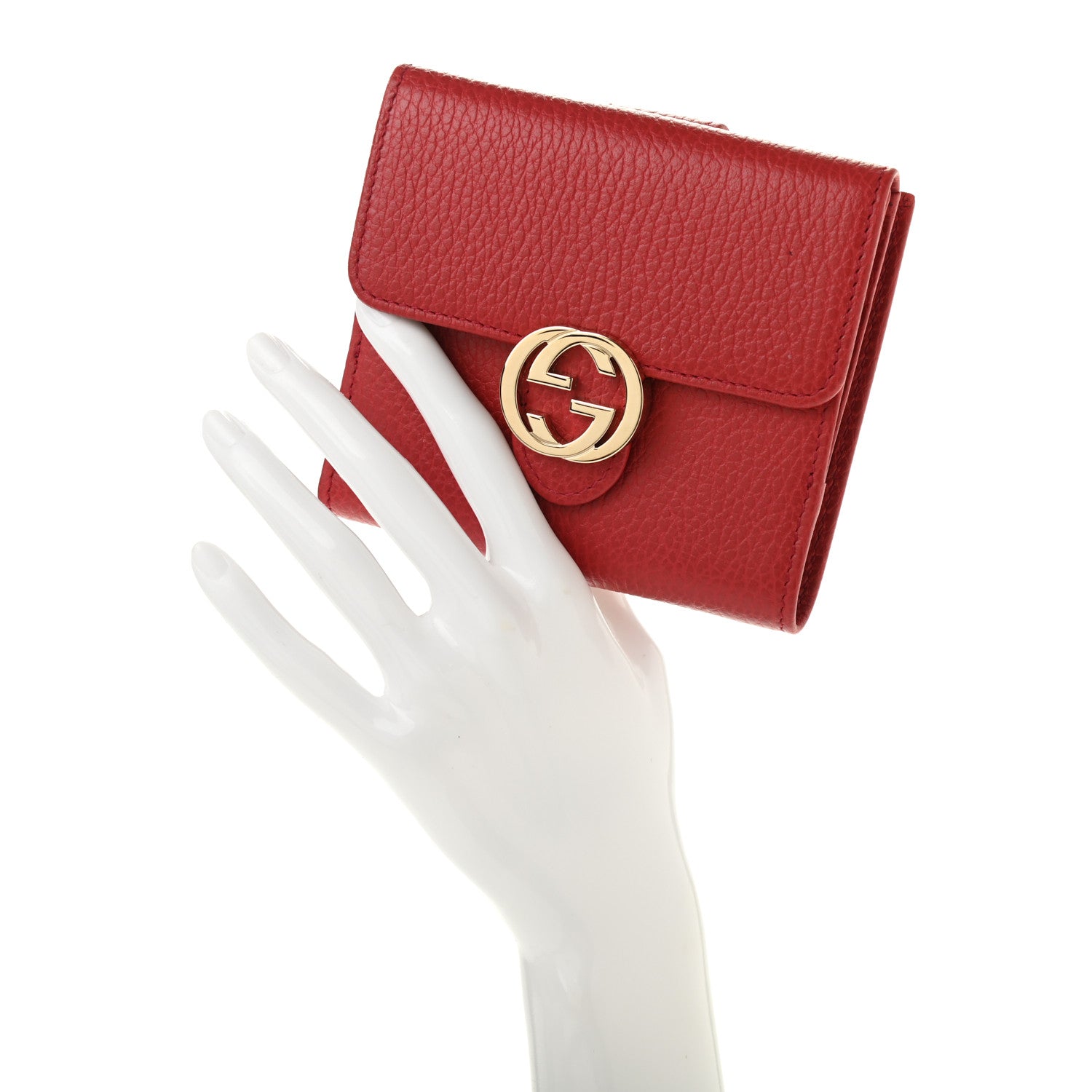 Gucci Dollar Calfskin Interlocking G French Wallet Rosso 2 of 8