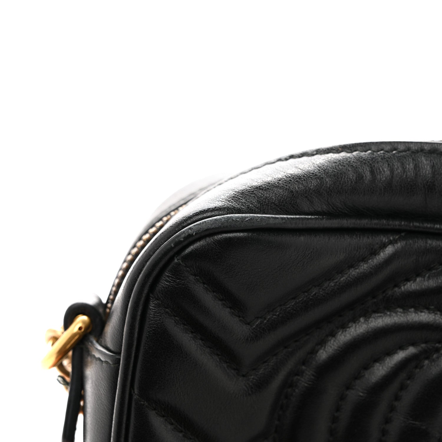 Gucci Calfskin Matelasse Mini GG Marmont Chain Shoulder Bag Black 13 of 14