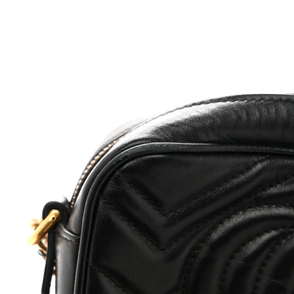 Gucci Calfskin Matelasse Mini GG Marmont Chain Shoulder Bag Black 13 of 14