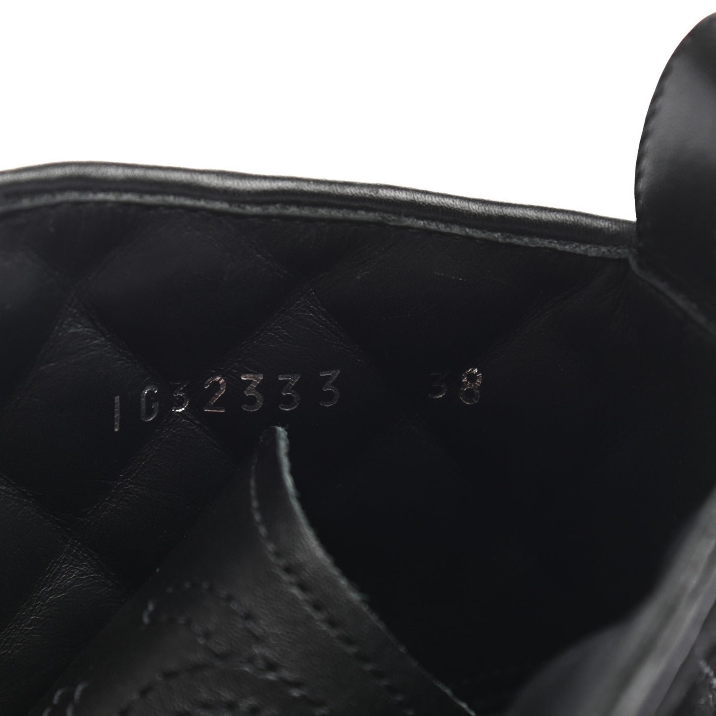 Suede Calfskin Quilted Lace Up Short Boots 38 Black