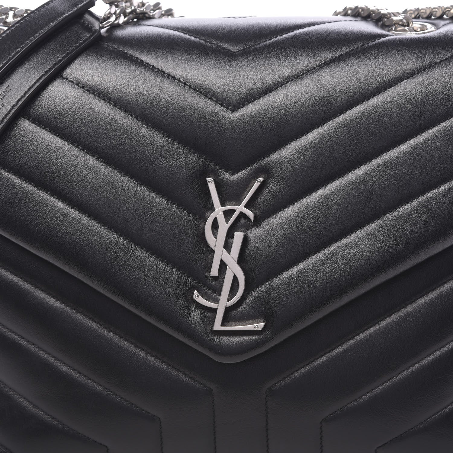 Saint Laurent Calfskin Y Quilted Monogram Medium Loulou Chain Satchel Black 7 of 10
