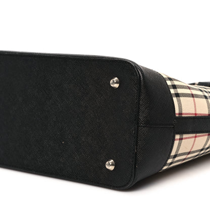 Burberry Canvas House Check Small Tote Black 9 of 12