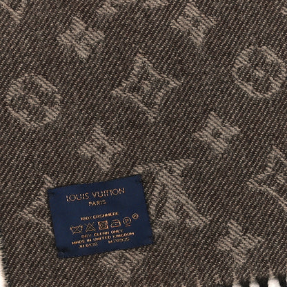 Louis Vuitton Cashmere Monogram Chevron Scarf Brown Grey 3 of 3