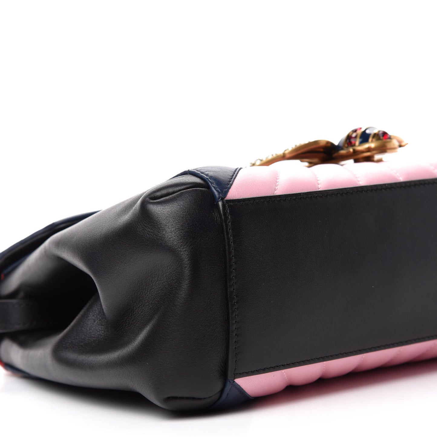 Calfskin Bamboo Trapuntata Queen Margaret Top Handle Bag Blue Agata Hibiscus Red Mystic White Sugar Pink