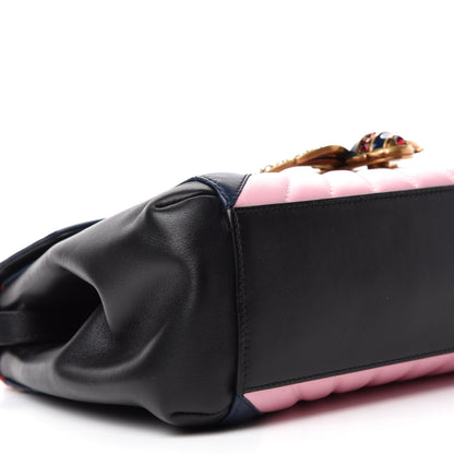 Gucci Calfskin Bamboo Trapuntata Queen Margaret Top Handle Bag Blue Agata Hibiscus Red Mystic White Sugar Pink 6 of 10