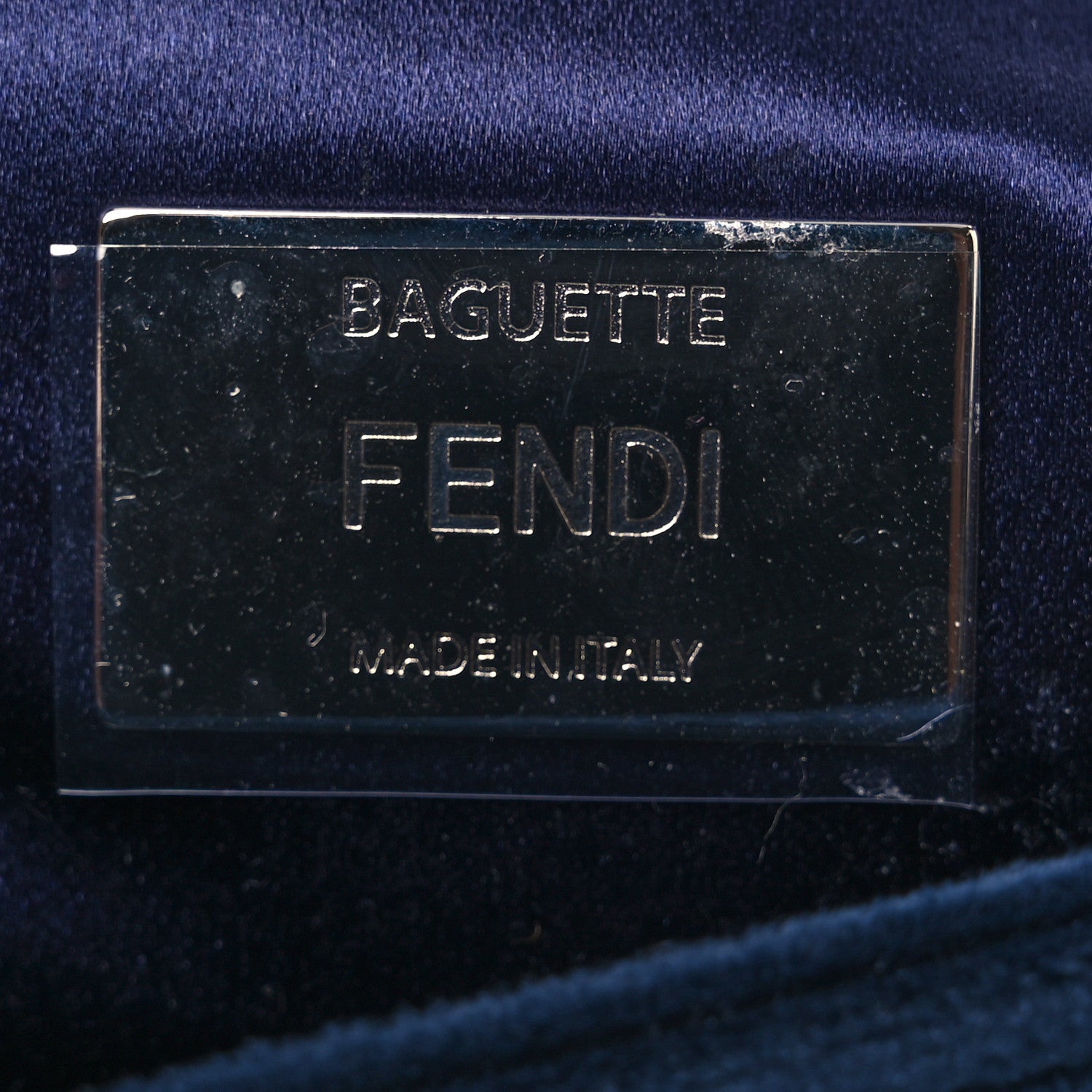 Fendi Velvet Crystal Embellished Baguette Midnight 7 of 11