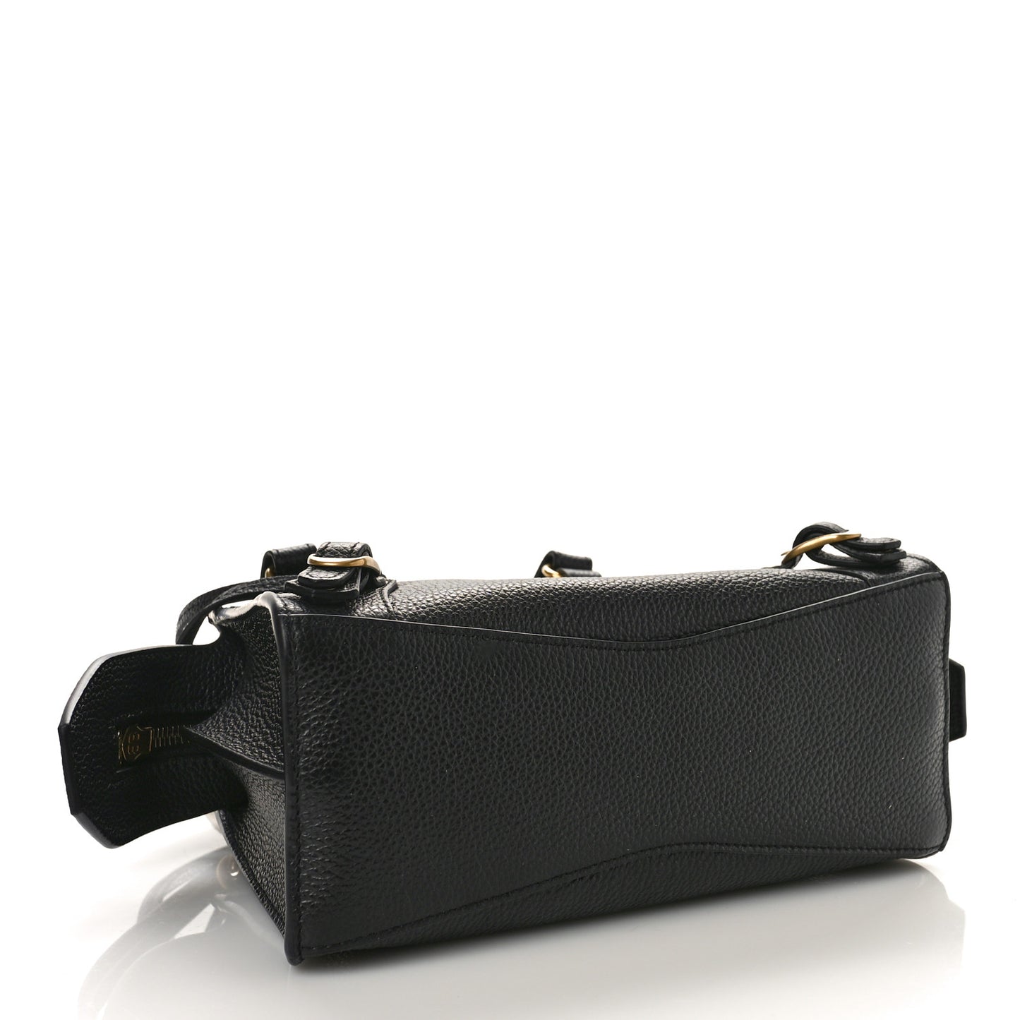 Grained Calfskin Neo Classic Gold Hardware Nano City Crossbody Black