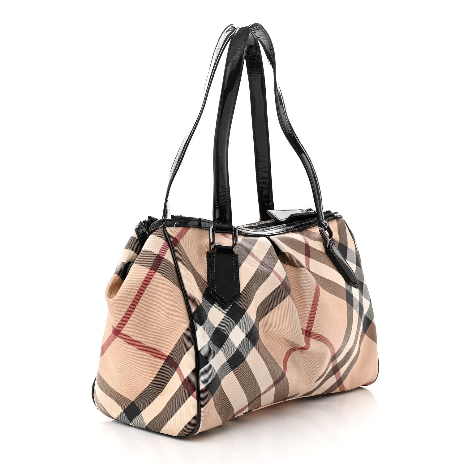 Burberry Patent Trim Supernova Check Medium Melbury Tote Black 3 of 15